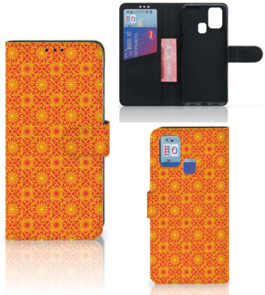 B2Ctelecom Wallet Book Case Samsung Galaxy M31 Telefoonhoesje Batik Orange