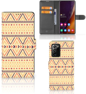 B2Ctelecom Wallet Book Case Samsung Galaxy Note20 Ultra GSM Hoesje Aztec Yellow