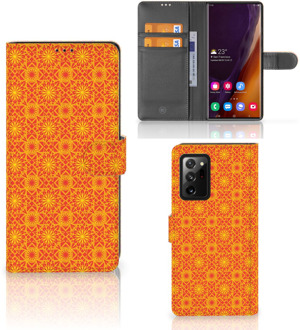 B2Ctelecom Wallet Book Case Samsung Galaxy Note20 Ultra Telefoonhoesje Batik Orange