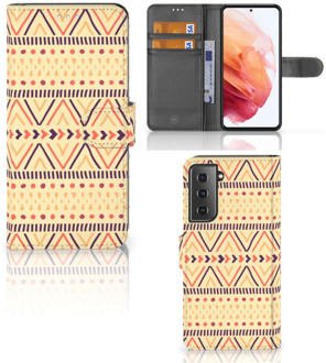 B2Ctelecom Wallet Book Case Samsung Galaxy S21 GSM Hoesje Aztec Yellow