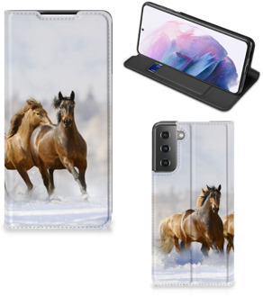 B2Ctelecom Wallet Book Case Samsung Galaxy S21 Plus Smart Cover Hoesje Paarden