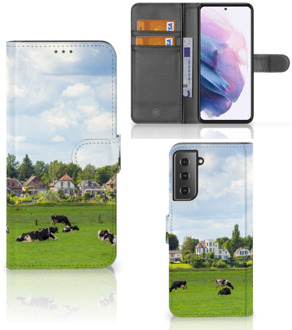 B2Ctelecom Wallet Book Case Samsung Galaxy S21 Plus Smartphone Hoesje Hollandse Koeien