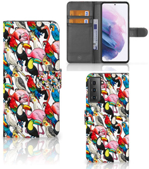 B2Ctelecom Wallet Book Case Samsung Galaxy S21 Plus Telefoon Hoesje Birds