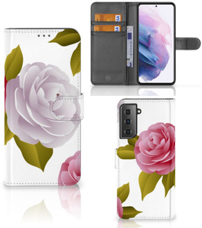 B2Ctelecom Wallet Book Case Samsung Galaxy S21 Plus Telefoon Hoesje Cadeau voor haar Roses