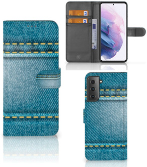 B2Ctelecom Wallet Book Case Samsung Galaxy S21 Plus Telefoon Hoesje Jeans