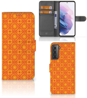 B2Ctelecom Wallet Book Case Samsung Galaxy S21 Plus Telefoonhoesje Batik Orange