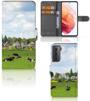 B2Ctelecom Wallet Book Case Samsung Galaxy S21 Smartphone Hoesje Hollandse Koeien