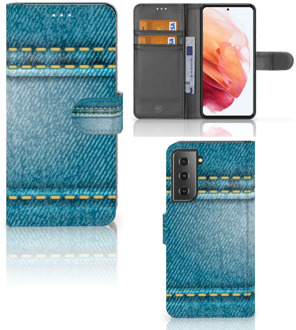 B2Ctelecom Wallet Book Case Samsung Galaxy S21 Telefoon Hoesje Jeans