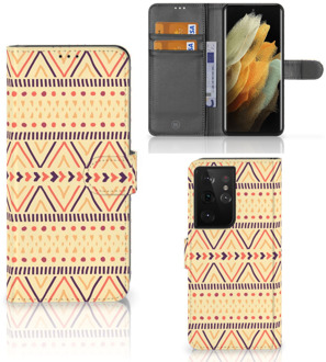 B2Ctelecom Wallet Book Case Samsung Galaxy S21 Ultra GSM Hoesje Aztec Yellow