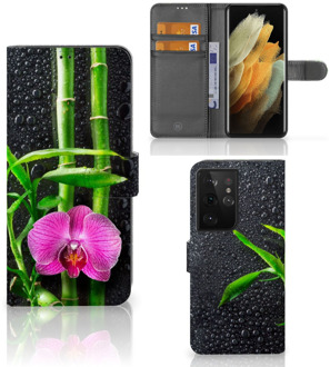 B2Ctelecom Wallet Book Case Samsung Galaxy S21 Ultra Hoesje Orchidee