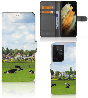 B2Ctelecom Wallet Book Case Samsung Galaxy S21 Ultra Smartphone Hoesje Hollandse Koeien