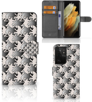 B2Ctelecom Wallet Book Case Samsung Galaxy S21 Ultra Smartphone Hoesje Salamander Grey