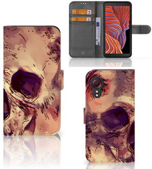 B2Ctelecom Wallet Book Case Samsung Galaxy Xcover 5 Smartphone Hoesje Skullhead