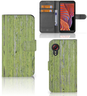 B2Ctelecom Wallet Book Case Samsung Galaxy Xcover 5 Telefoon Hoesje Green Wood