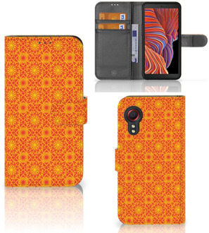 B2Ctelecom Wallet Book Case Samsung Galaxy Xcover 5 Telefoonhoesje Batik Orange