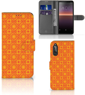 B2Ctelecom Wallet Book Case Sony Xperia 10 II Telefoonhoesje Batik Orange