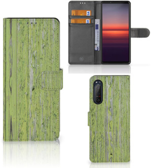 B2Ctelecom Wallet Book Case Sony Xperia 5II Telefoon Hoesje Green Wood