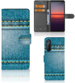 B2Ctelecom Wallet Book Case Sony Xperia 5II Telefoon Hoesje Jeans