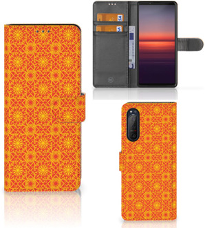 B2Ctelecom Wallet Book Case Sony Xperia 5II Telefoonhoesje Batik Orange