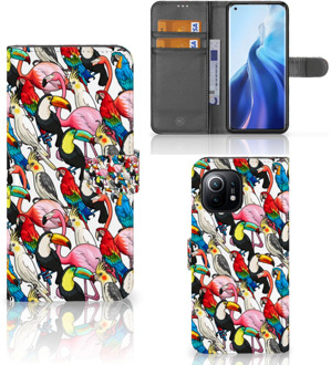 B2Ctelecom Wallet Book Case Xiaomi Mi 11 Telefoon Hoesje Birds