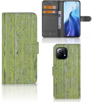 B2Ctelecom Wallet Book Case Xiaomi Mi 11 Telefoon Hoesje Green Wood