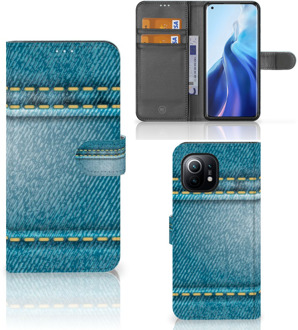 B2Ctelecom Wallet Book Case Xiaomi Mi 11 Telefoon Hoesje Jeans