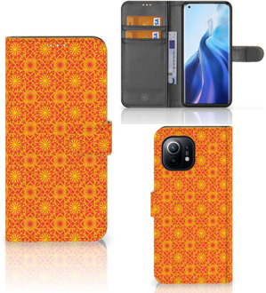 B2Ctelecom Wallet Book Case Xiaomi Mi 11 Telefoonhoesje Batik Orange