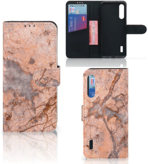 B2Ctelecom Wallet Book Case Xiaomi Mi A3 Telefoon Hoesje Marmer Oranje