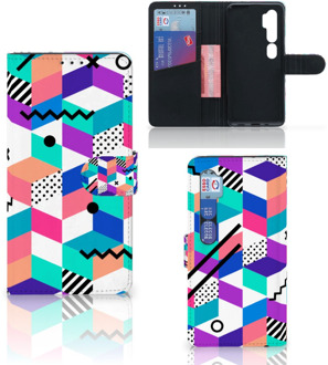 B2Ctelecom Wallet Book Case Xiaomi Mi Note 10 Pro GSM Hoesje Gepersonaliseerd Cadeau Blocks Colorful