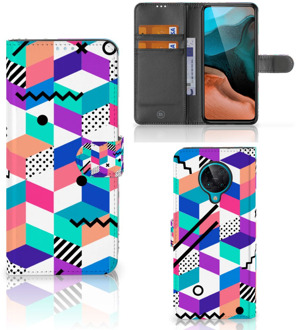 B2Ctelecom Wallet Book Case Xiaomi Poco F2 Pro GSM Hoesje Gepersonaliseerd Cadeau Blocks Colorful