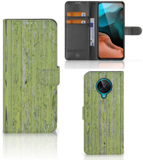 B2Ctelecom Wallet Book Case Xiaomi Poco F2 Pro Telefoon Hoesje Green Wood