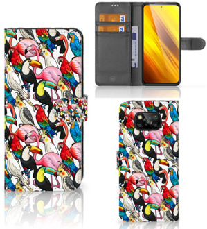 B2Ctelecom Wallet Book Case Xiaomi Poco X3 Telefoon Hoesje Birds