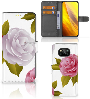 B2Ctelecom Wallet Book Case Xiaomi Poco X3 Telefoon Hoesje Cadeau voor haar Roses