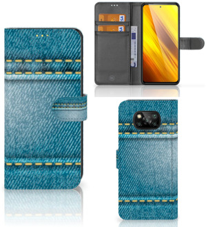 B2Ctelecom Wallet Book Case Xiaomi Poco X3 Telefoon Hoesje Jeans