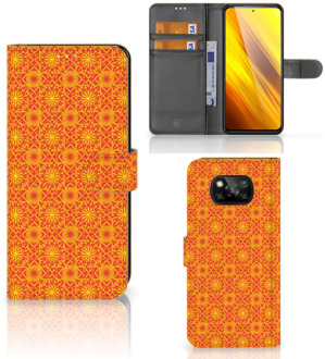 B2Ctelecom Wallet Book Case Xiaomi Poco X3 Telefoonhoesje Batik Orange