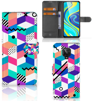 B2Ctelecom Wallet Book Case Xiaomi Redmi Note 9 Pro | Note 9S GSM Hoesje Gepersonaliseerd Cadeau Blocks Colorful