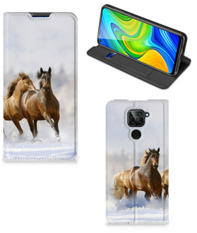 B2Ctelecom Wallet Book Case Xiaomi Redmi Note 9 Smart Cover Hoesje Paarden