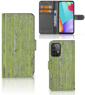 B2Ctelecom Wallet Bookcase Cover Samsung A52 Telefoon Hoesje Green Wood