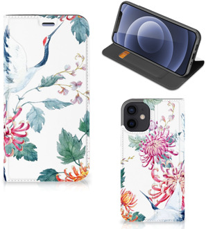 B2Ctelecom Wallet Bookcase iPhone 12 Mini Telefoonhoesje Bird Flowers