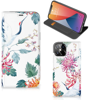 B2Ctelecom Wallet Bookcase iPhone 12 Pro Max Telefoonhoesje Bird Flowers