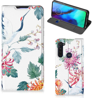 B2Ctelecom Wallet Bookcase Motorola Moto G Pro Telefoonhoesje Bird Flowers