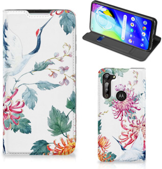 B2Ctelecom Wallet Bookcase Motorola Moto G8 Power Telefoonhoesje Bird Flowers