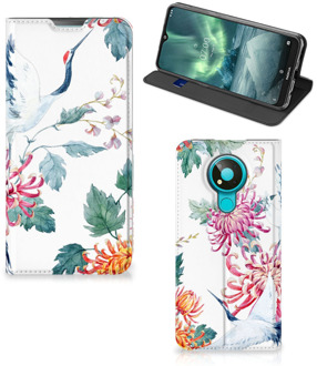 B2Ctelecom Wallet Bookcase Nokia 3.4 Telefoonhoesje Bird Flowers