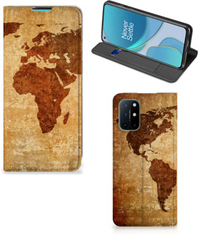 B2Ctelecom Wallet Bookcase OnePlus 8T Telefoonhoesje Wereldkaart