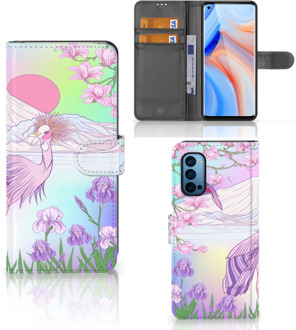 B2Ctelecom Wallet Bookcase OPPO Reno 4 Pro 5G Telefoonhoesje Vogel