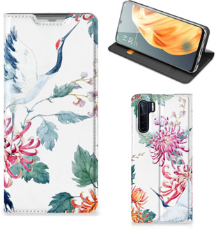 B2Ctelecom Wallet Bookcase OPPO Reno3 | A91 Telefoonhoesje Bird Flowers