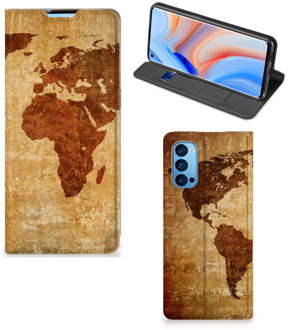 B2Ctelecom Wallet Bookcase OPPO Reno4 Pro 5G Telefoonhoesje Wereldkaart