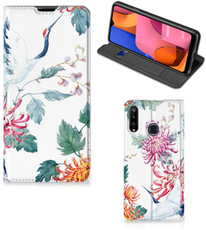 B2Ctelecom Wallet Bookcase Samsung Galaxy A20s Telefoonhoesje Bird Flowers