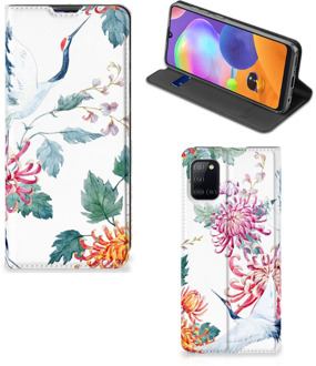 B2Ctelecom Wallet Bookcase Samsung Galaxy A31 Telefoonhoesje Bird Flowers