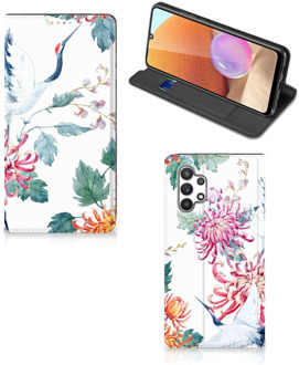 B2Ctelecom Wallet Bookcase Samsung Galaxy A32 4G Telefoonhoesje Bird Flowers